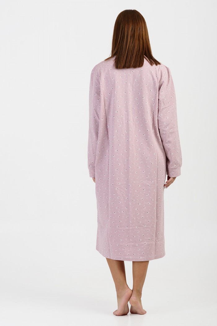 Winter nightgown with buttons ALINA Pink 1060