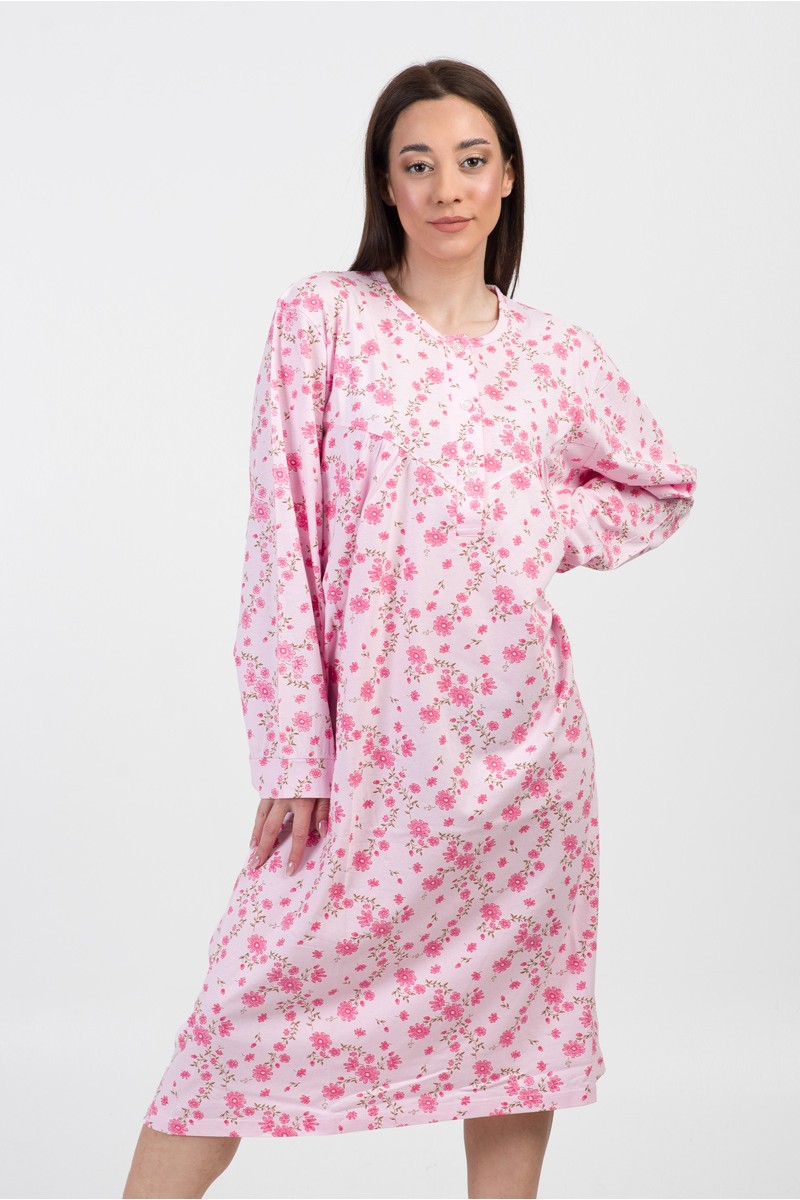 Spring Nightgown ALINA Embrider Long Sleeve Pink 1061 Spring Nightgown ALINA Embrider Long Sleeve Pink 1061