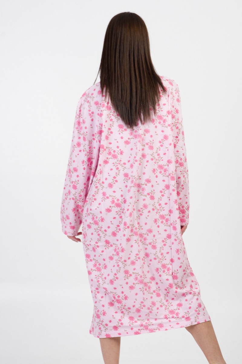 Spring Nightgown ALINA Embrider Long Sleeve Pink 1061
