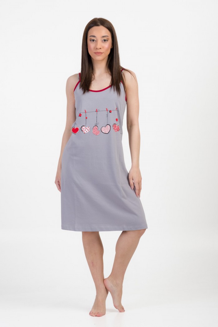 Summer Nightgown ALINA Flowers 170 Grey