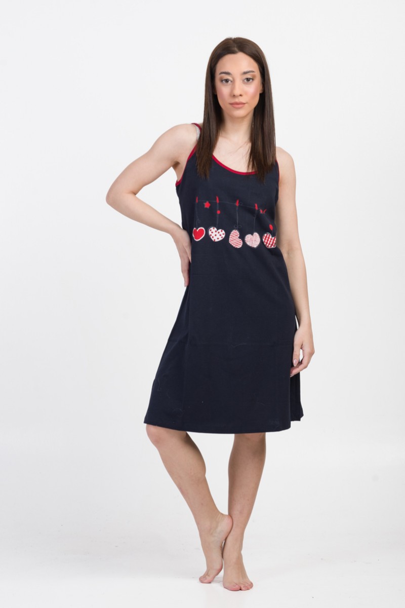 Summer nightgown ALINA Flowers 170 Dark Blue