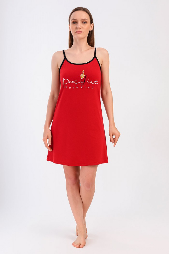 Summer Nightgown ALINA Flowers 171 RED
