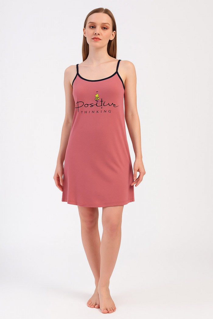 Summer Nightgown ALINA Flowers 171 CORAL