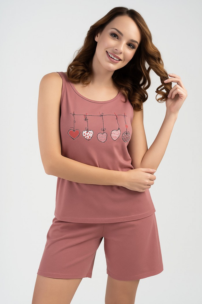 Cotton sleeveless pajamas ALINA HEARTS AL465 SHAPIO MILL