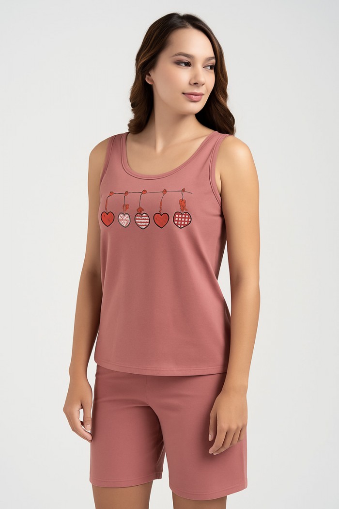 Cotton sleeveless pajamas ALINA HEARTS AL465 SHAPIO MILL