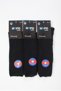 Baumwollsocken ohne Gummizug AMPO 3 PACK Schwarz
