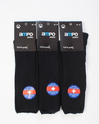 Cotton socks without elastic AMPO 3 PACK Black