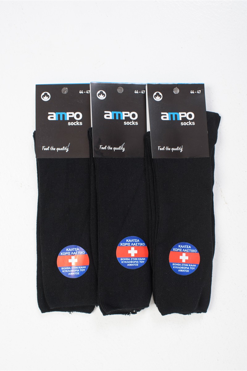 Cotton socks without elastic AMPO 3 PACK Black Cotton socks without elastic AMPO 3 PACK Black