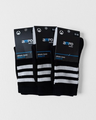 Kinder AMPO Sportsocken mit Streifen 3 PACK