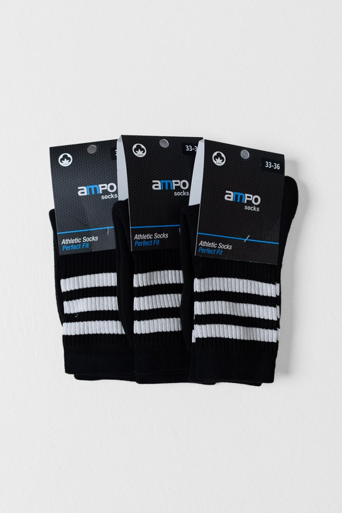 Kinder AMPO Sportsocken mit Streifen 3 PACK