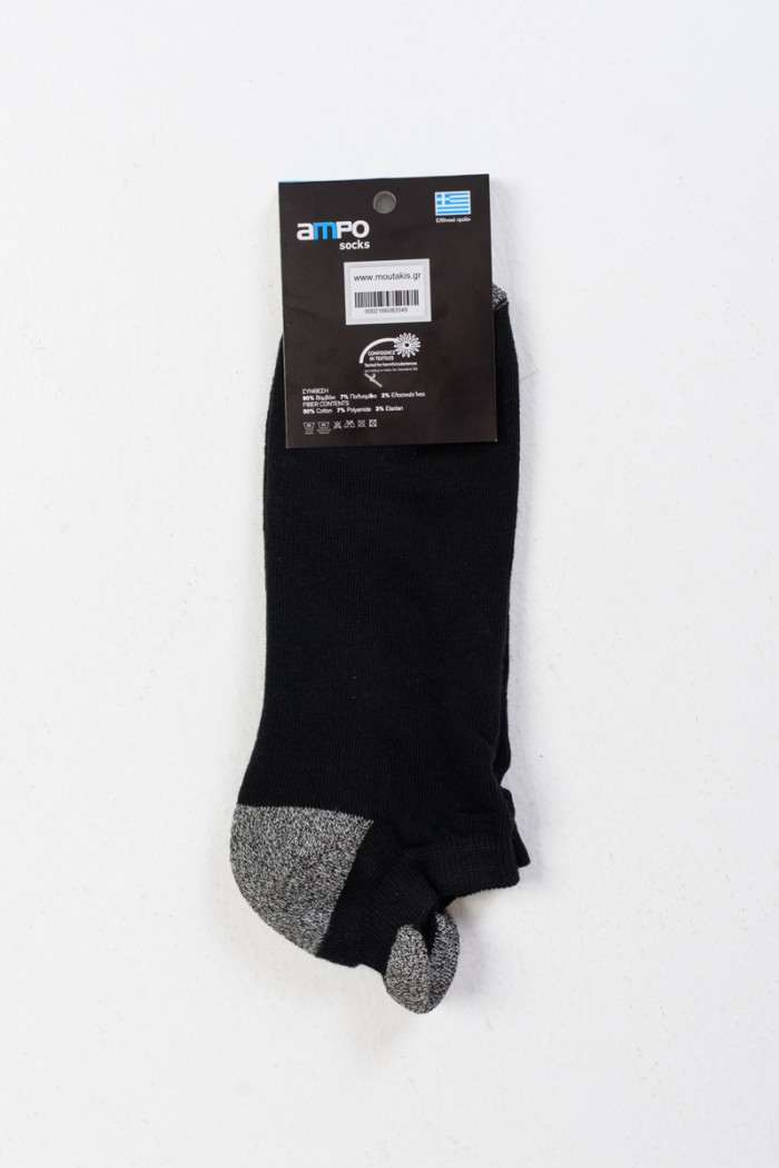 Short Sports Socks AMPO Half Towel Black White