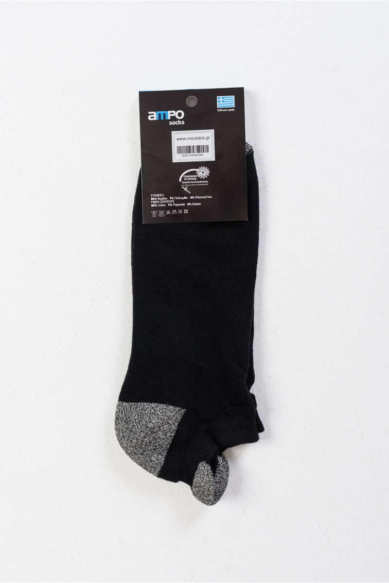 Short Sports Socks AMPO Half Towel Black White Short Sports Socks AMPO Half Towel Black White