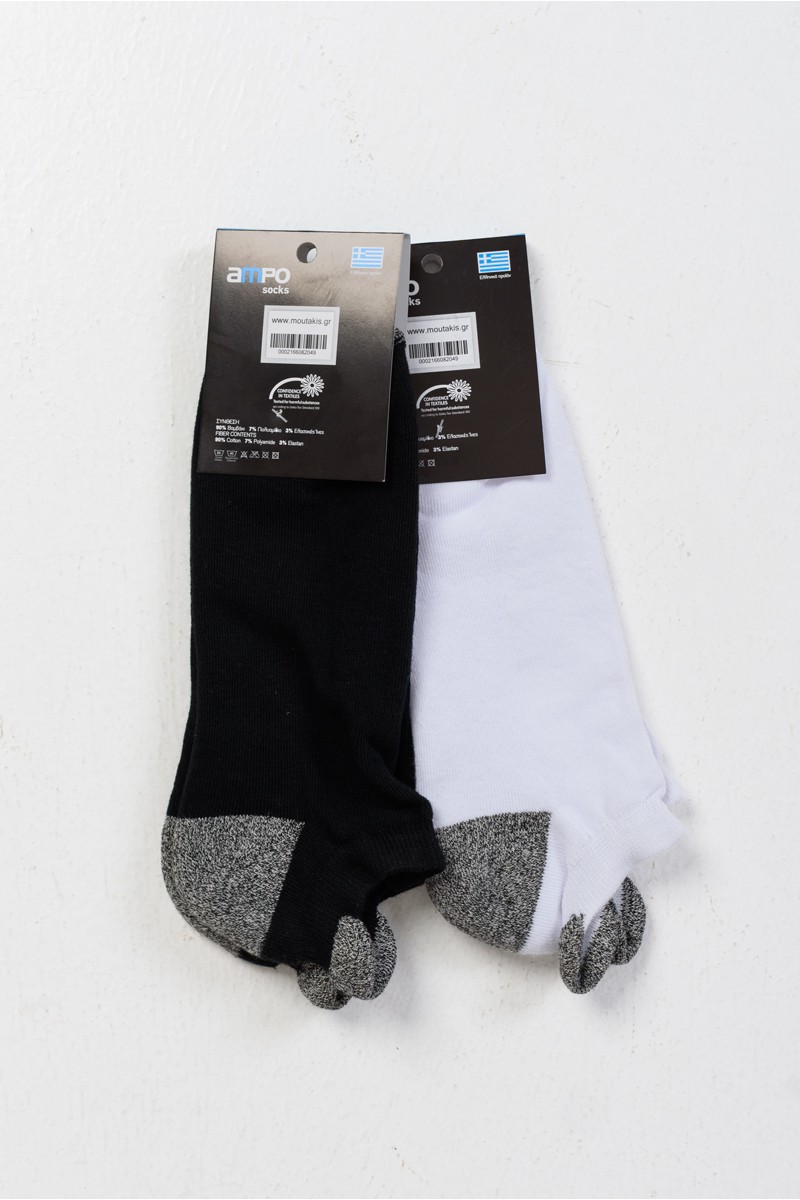 Short Sports Socks AMPO Half Towel Black White Short Sports Socks AMPO Half Towel Black White