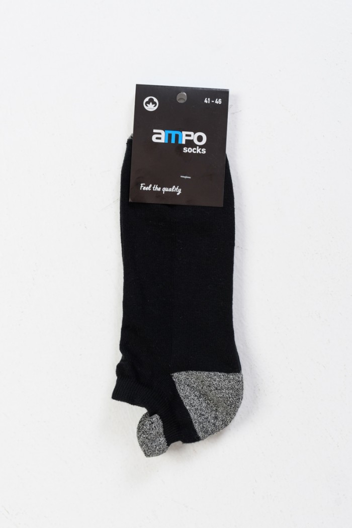 Short Sports Socks AMPO Half Towel Black White