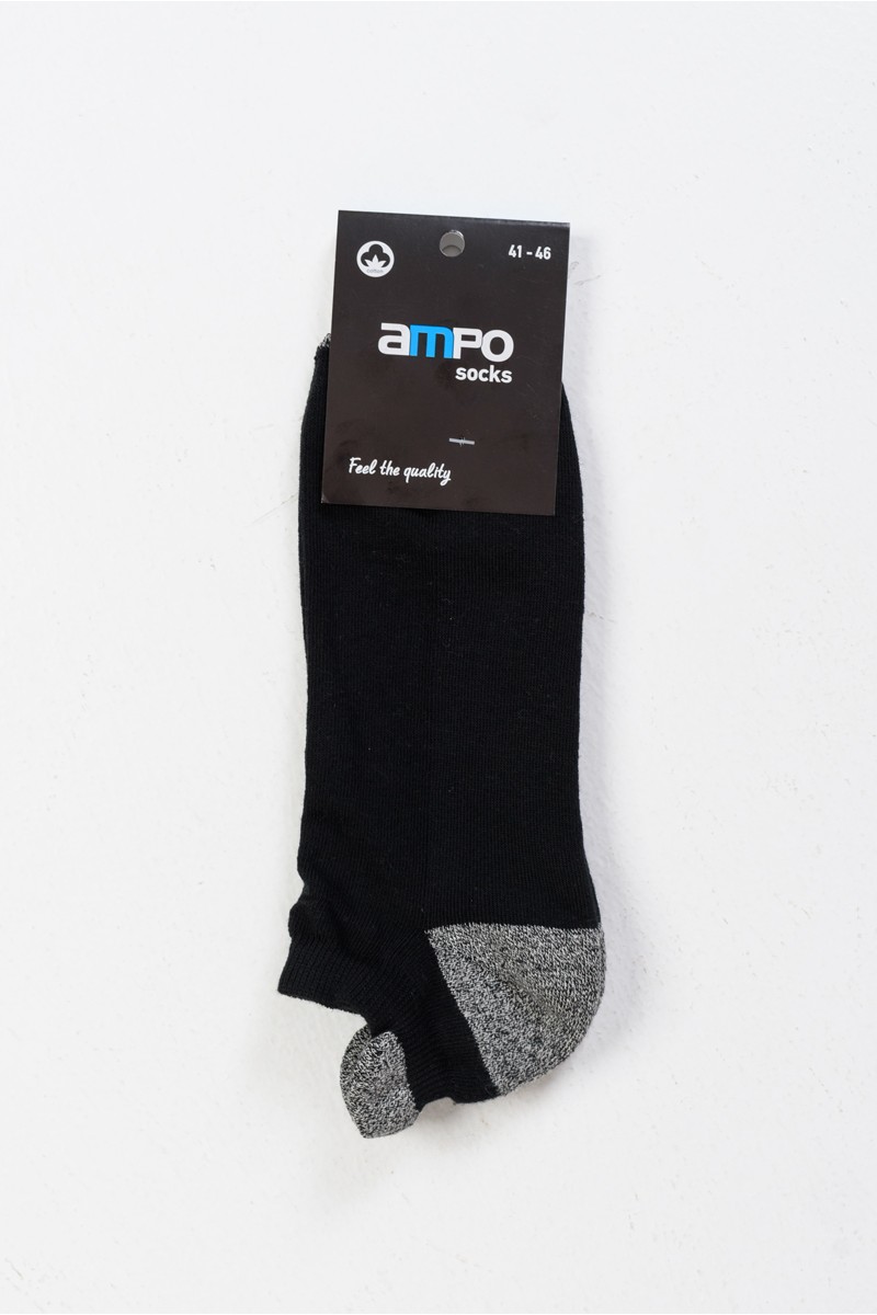 Short Sports Socks AMPO Half Towel Black White Short Sports Socks AMPO Half Towel Black White