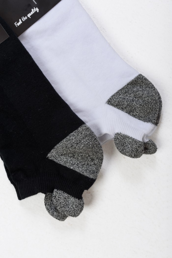 Short Sports Socks AMPO Half Towel Black White