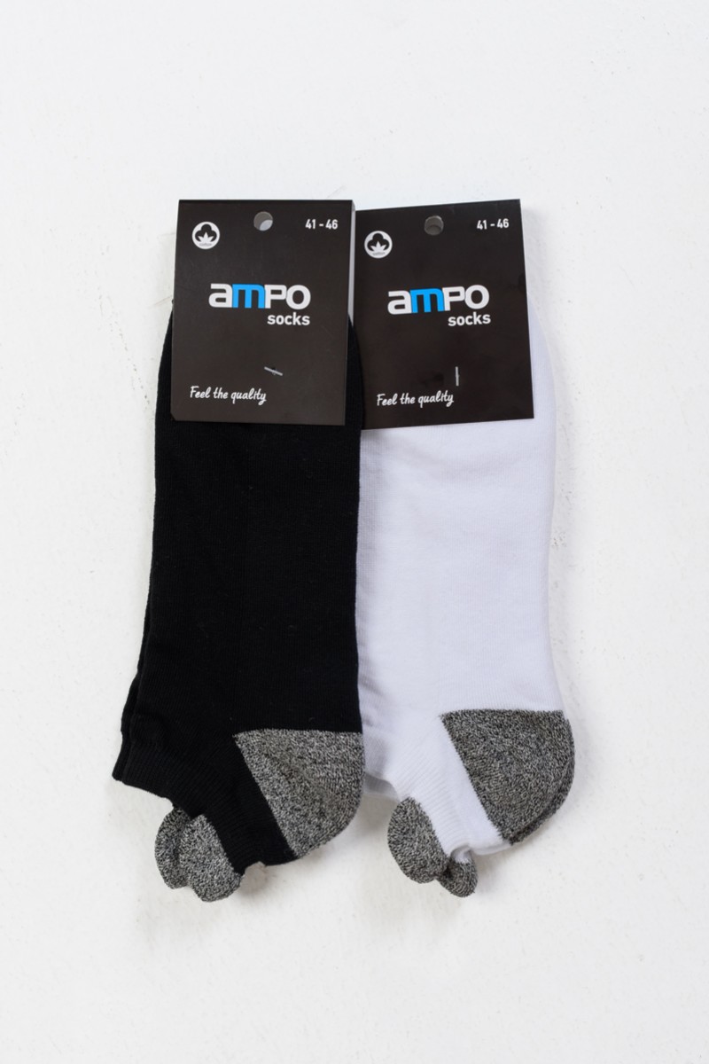 Short Sports Socks AMPO Half Towel Black White