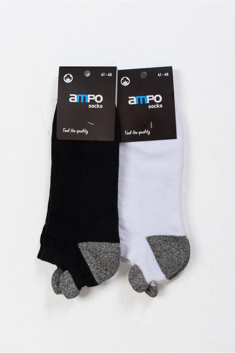 Short Sports Socks AMPO Half Towel Black White