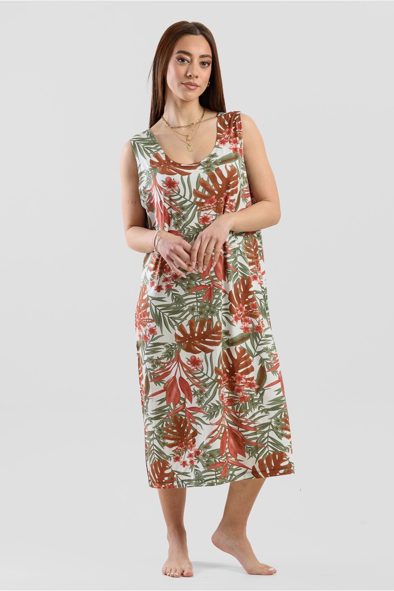 SLEEVELESS VISCOSE DRESS ANS 033 GINGER SLEEVELESS VISCOSE DRESS ANS 033 GINGER