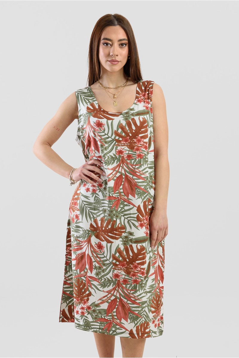 SLEEVELESS VISCOSE DRESS ANS 033 GINGER SLEEVELESS VISCOSE DRESS ANS 033 GINGER