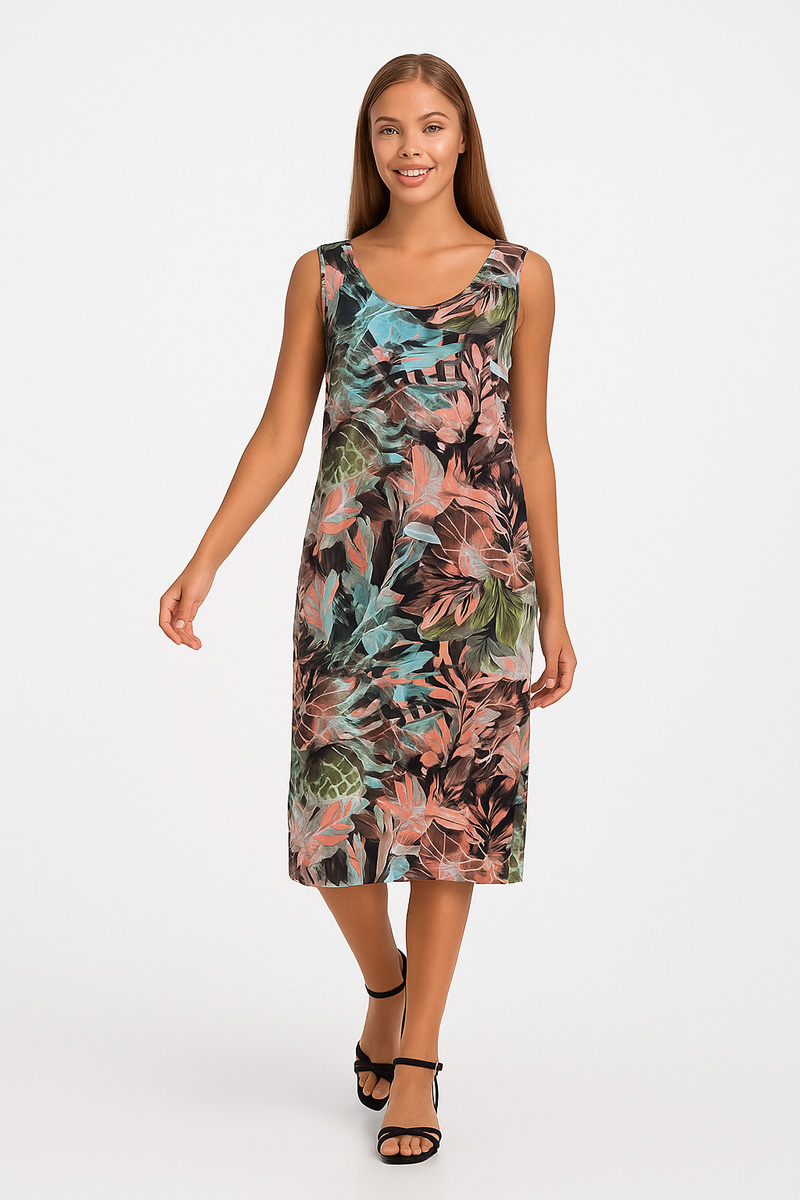 ÄRMELLOSES KLEID VISKOSE ANS 033 VERDE