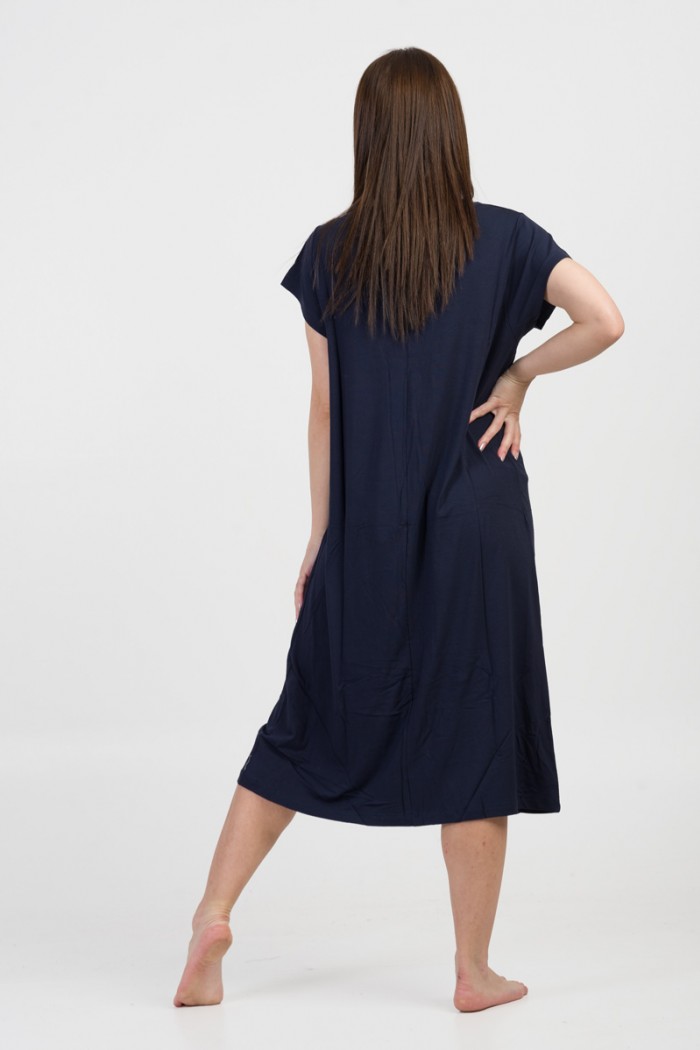 Kurzärmeliges Kleid ANS Unifarben NAVY 289
