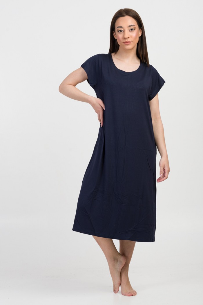 Kurzärmeliges Kleid ANS Unifarben NAVY 289