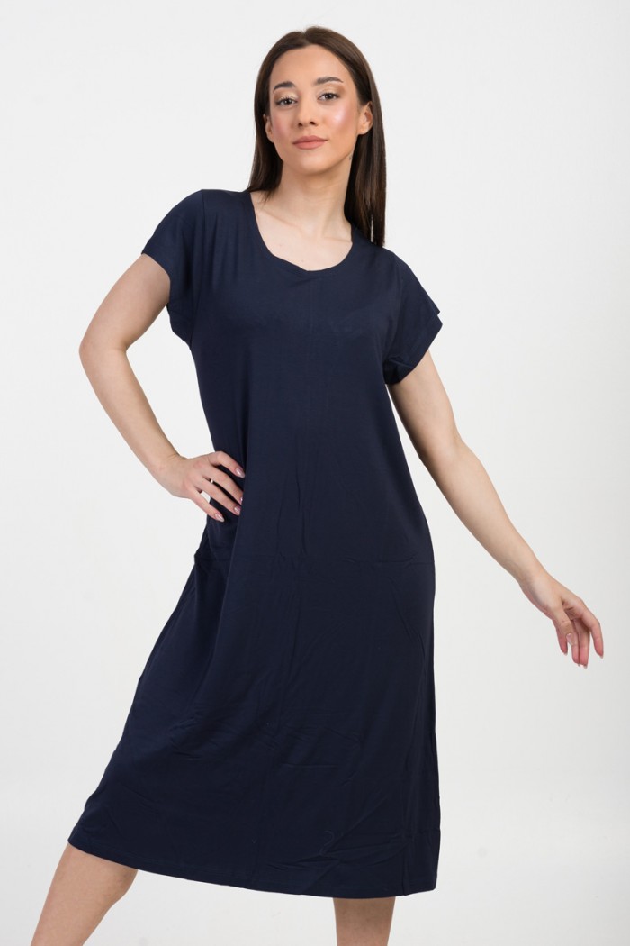 Kurzärmeliges Kleid ANS Unifarben NAVY 289