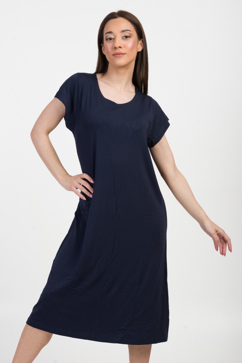 Short sleeve dress ANS Solid color NAVY 289