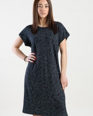 KURZÄRMELIGES KLEID ANS 289 SCHWARZER TROPFEN