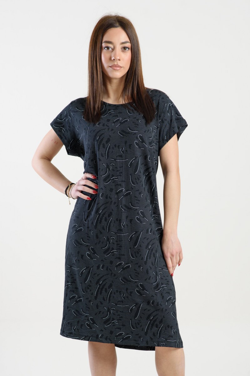 SHORT SLEEVE DRESS ANS 289 BLACK DROP