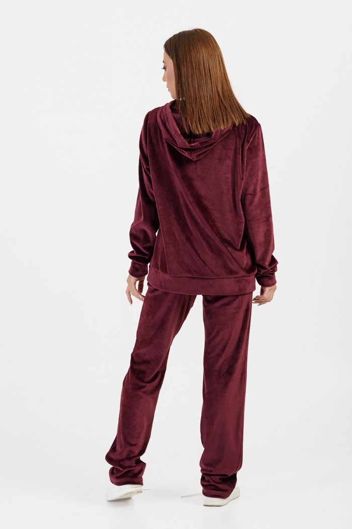 Women's Overalls Velvet Set ANS 325 301 Bordeaux