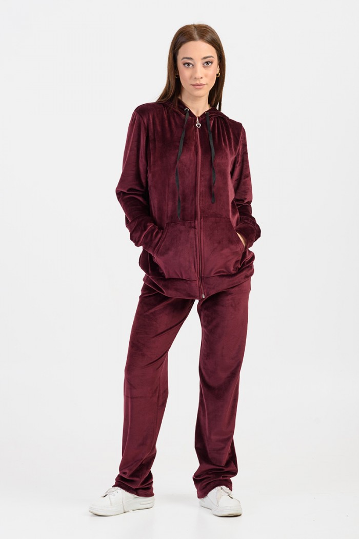 Women's Overalls Velvet Set ANS 325 301 Bordeaux