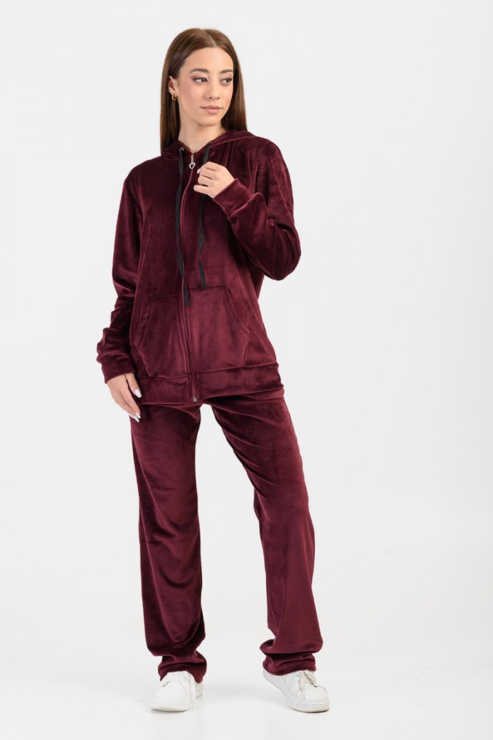 Women's Overalls Velvet Set ANS 325 301 Bordeaux