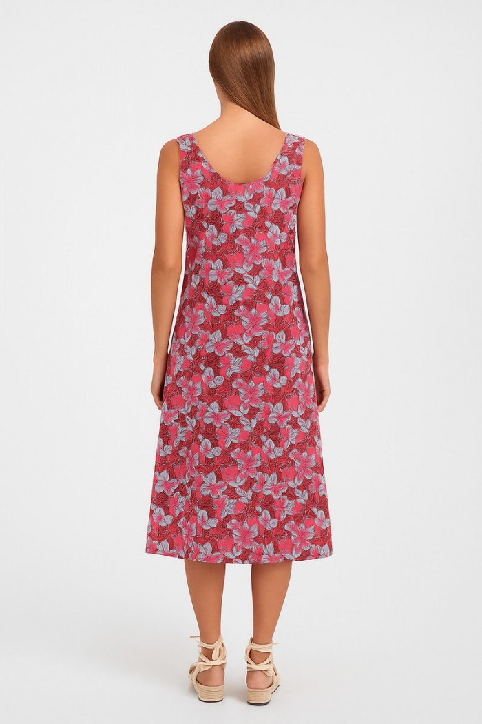 Ärmelloses Kleid aus Viskose ANS 332 ROSA CAMELIA