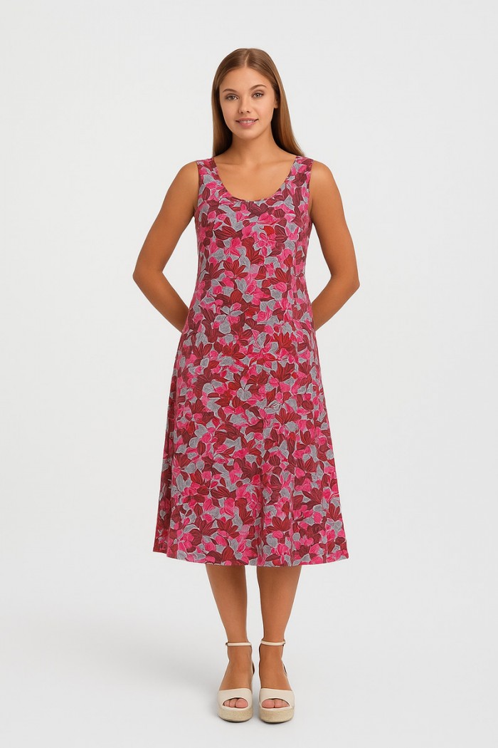 Ärmelloses Kleid aus Viskose ANS 332 ROSA CAMELIA