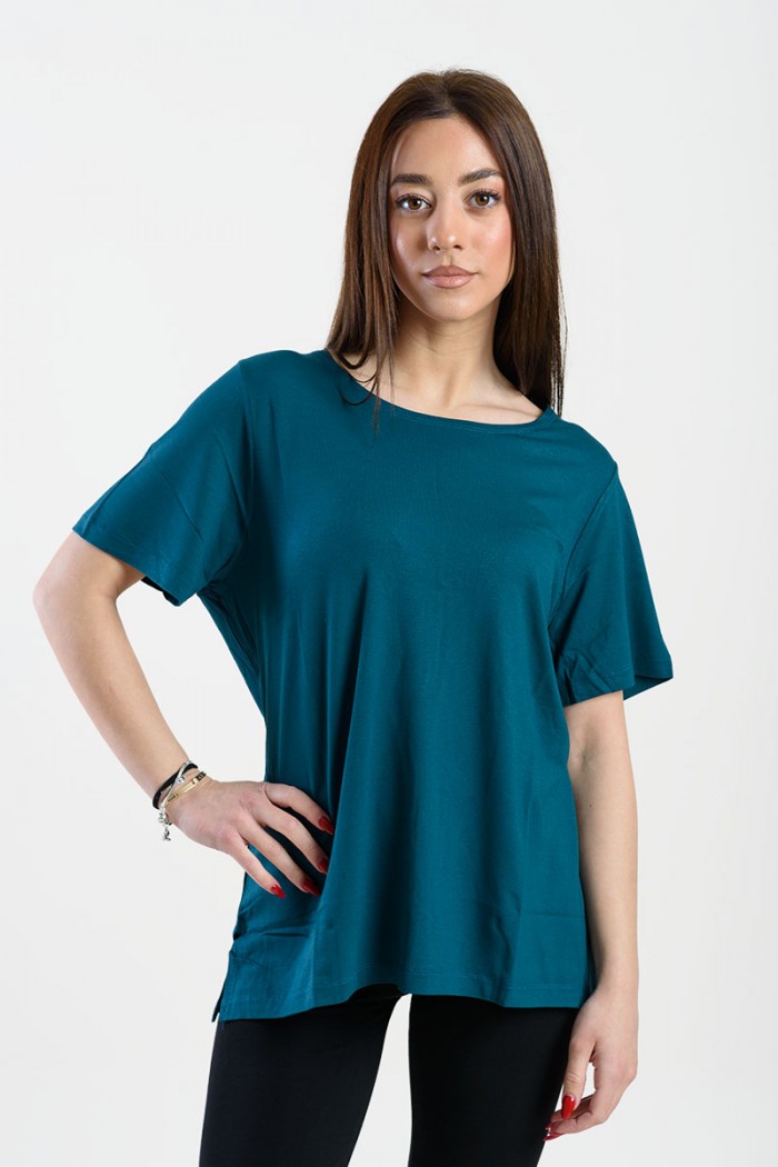 SHORT-SLEEVED VISCOSE ANS 290 PETROL TOP