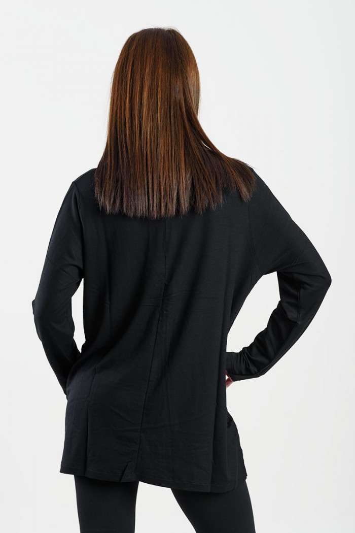 VISCOSE LONG SLEEVE TOP ANS 302 BLACK