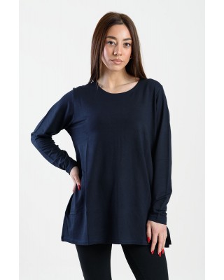 LONG SLEEVE VISCOSE ANS 302 VISCOSE LONG SLEEVE TOP DARK BLUE