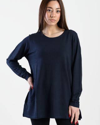 LONG SLEEVE VISCOSE ANS 302 VISCOSE LONG SLEEVE TOP DARK BLUE