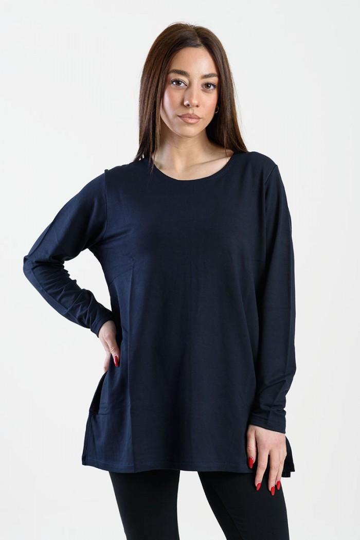 LONG SLEEVE VISCOSE ANS 302 VISCOSE LONG SLEEVE TOP DARK BLUE