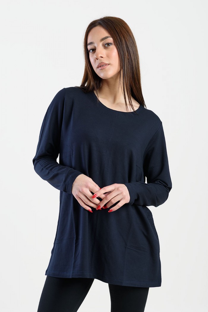 LONG SLEEVE VISCOSE ANS 302 VISCOSE LONG SLEEVE TOP DARK BLUE