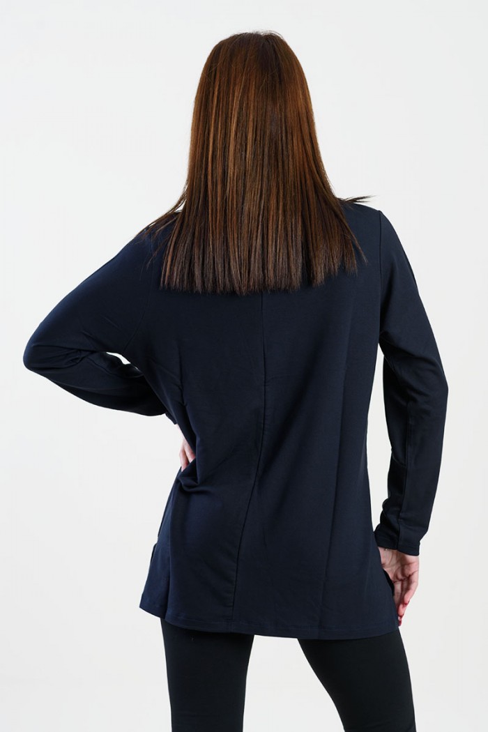 LONG SLEEVE VISCOSE ANS 302 VISCOSE LONG SLEEVE TOP DARK BLUE
