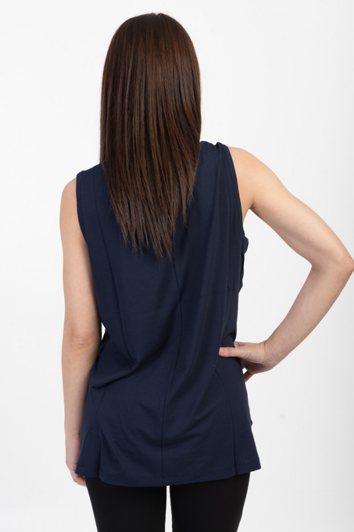 Women's Sleeveless Blouse ANS 312 Blue Solid Color