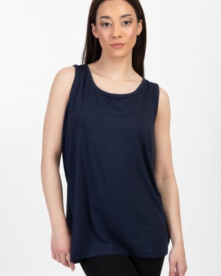 Ärmellose Damenbluse ANS 312 Blau Unifarben