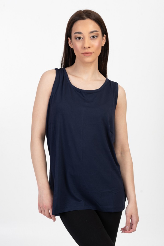 Women's Sleeveless Blouse ANS 312 Blue Solid Color