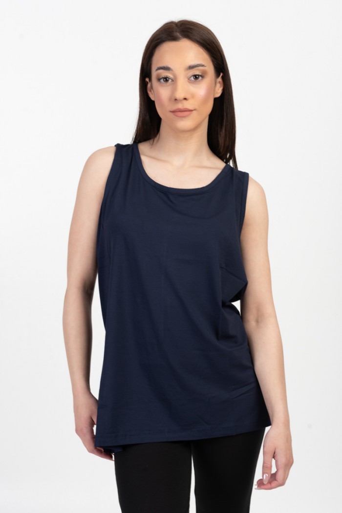 Women's Sleeveless Blouse ANS 312 Blue Solid Color