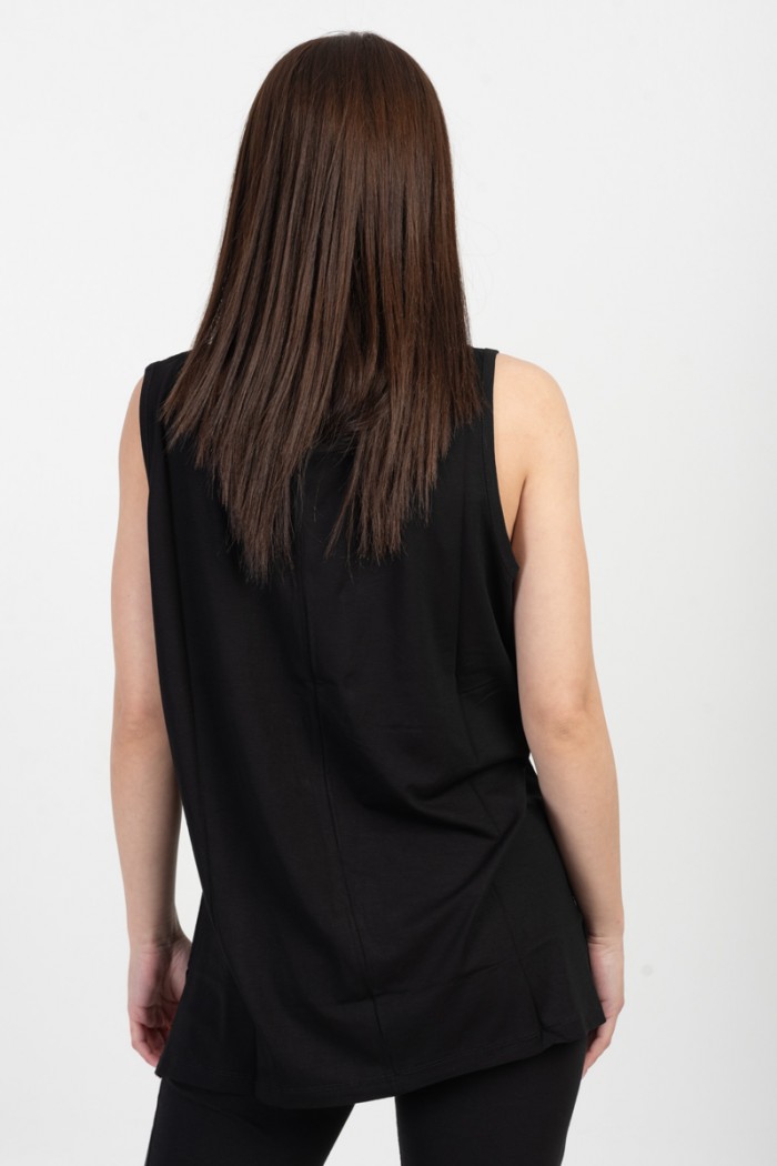 Women's sleeveless blouse ANS 312 Black Solid Color