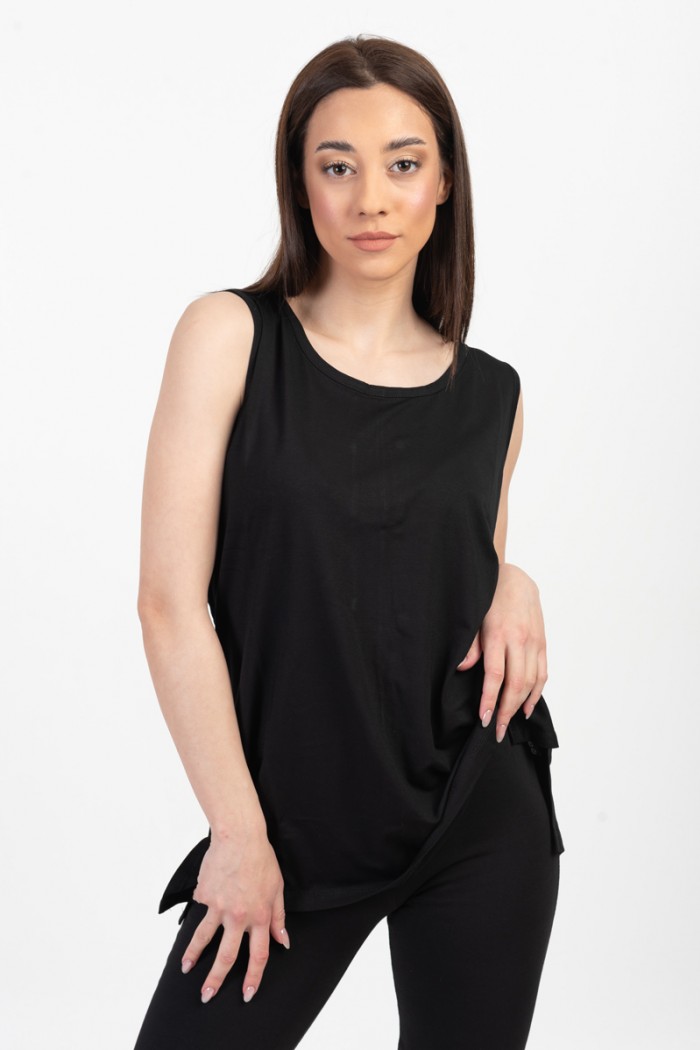 Women's sleeveless blouse ANS 312 Black Solid Color