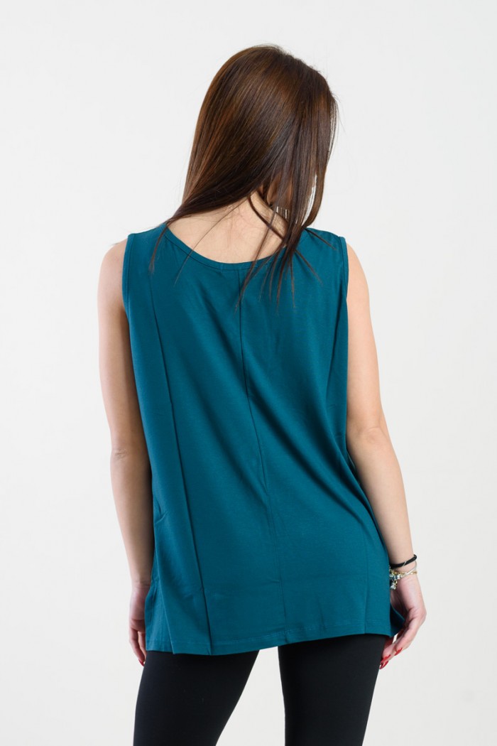 Women's sleeveless blouse ANS 312 PETROL Monochrome